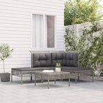 vidaXL Salon de jardin 5 Pièces avec coussins Gris Résine tressée