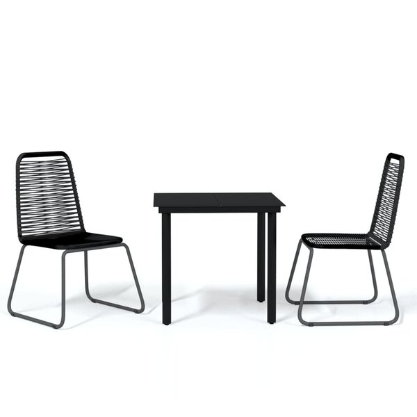 vidaXL Ensemble à manger de jardin 3 Pièces Noir