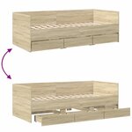 vidaXL Lit de jour avec tiroirs sans matelas chêne sonoma 90x190 cm