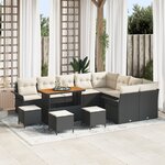Ensemble de canapés de jardin 13 pièces avec coussins Noir Rotin