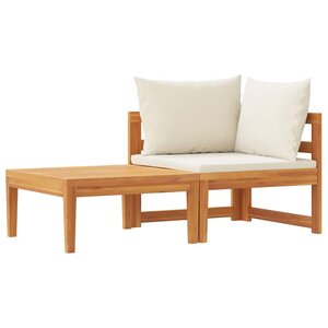vidaXL Salon de jardin 2 Pièces avec coussins blanc crème Bois d'acacia