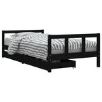 vidaXL Cadre de lit d'enfants tiroirs noir 90x190cm bois de pin massif