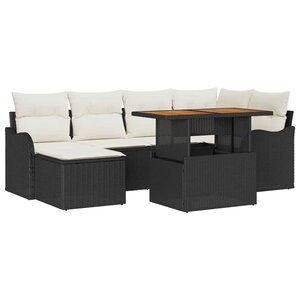 vidaXL Ensemble de canapé de jardin 7 Pièces Noir Poly rotin