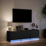 vidaXL Meuble TV avec LED noir 140x34x40 cm bois d'ingénierie