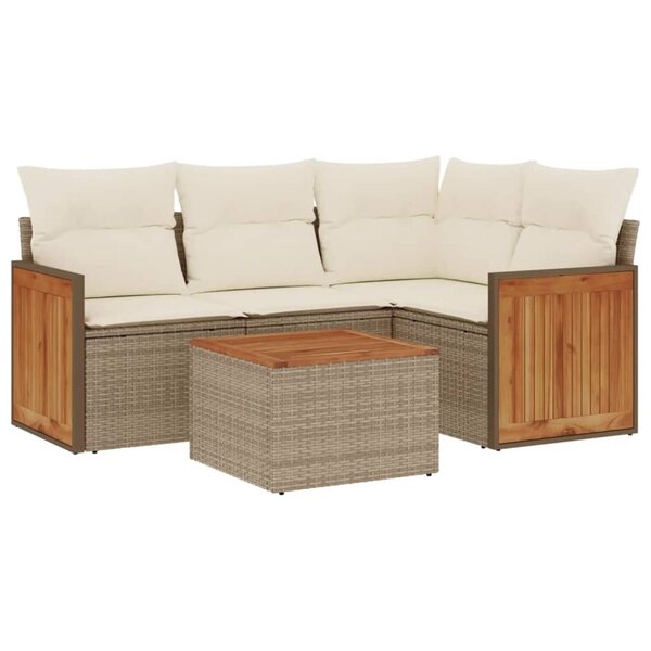 vidaXL Salon de jardin avec coussins 5 Pièces beige résine tressée