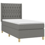 vidaXL Sommier à lattes de lit matelas LED Gris foncé 100x200 cm Tissu