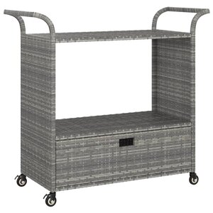 vidaXL Chariot de bar avec tiroir Gris 100x45x97 cm Résine tressée