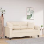 vidaXL Canapé 2 places avec oreillers beige 140 cm tissu microfibre