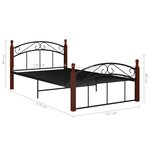 vidaXL Cadre de lit sans matelas noir métal bois chêne 120x200 cm