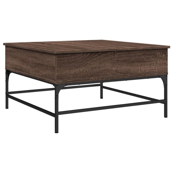 vidaXL Table basse chêne marron 80x80x45 cm bois d'ingénierie et métal