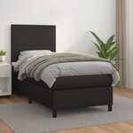 vidaXL Sommier à lattes de lit avec matelas Noir 90x190 cm Similicuir