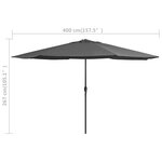 vidaXL Parasol d'extérieur avec mât en métal 390 cm anthracite