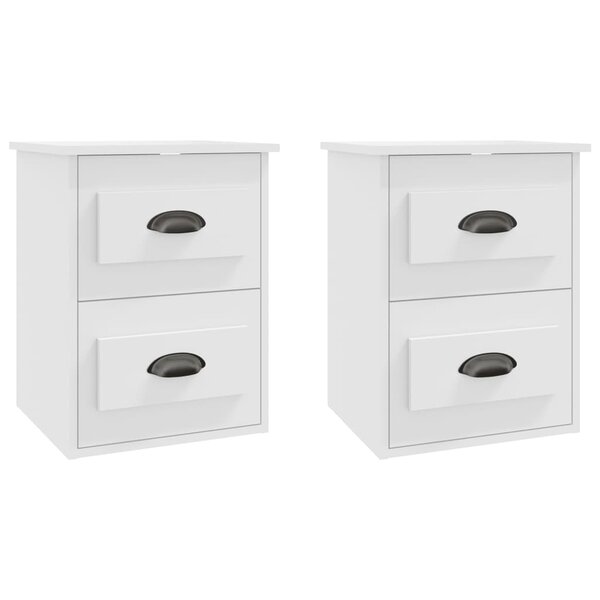 vidaXL Tables de chevet murales 2 Pièces blanc 41 5x36x53 cm