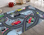 Tapis enfant Circuit de voiture 100 x 160 cm - Argenté