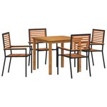 Ensemble de salle à manger de jardin 5 pièces vidaXL Noir Poly Rattan Acacia