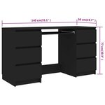 Bureau table poste de travail meuble d'ordinateur informatique étude 140 x 50 x 77 cm bois d'ingénierie noir 02_0023918