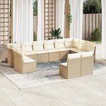 vidaXL Salon de jardin avec coussins 12 Pièces beige résine tressée