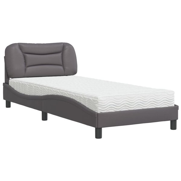vidaXL Lit avec matelas gris 90x200 cm similicuir