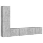 vidaXL Ensemble de meubles TV 4 Pièces Gris béton Bois d'ingénierie