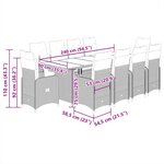 vidaXL Ensemble de bistro de jardin 11 Pièces coussins marron poly rotin
