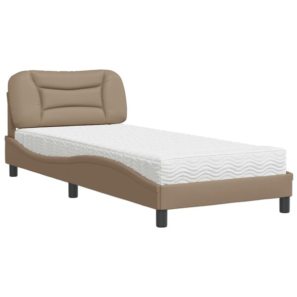 vidaXL Lit avec matelas cappuccino 90x190 cm similicuir