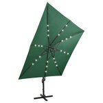 vidaXL Parasol déporté avec mât et lumières LED Vert 300 cm
