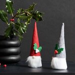 Lutin de Noël en feutrine gris 16 5 cm
