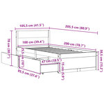 vidaXL Cadre de lit sans matelas cire marron 100x200cm bois pin massif