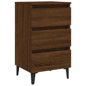 vidaXL Table de chevet avec pieds en métal Chêne marron 40x35x69 cm
