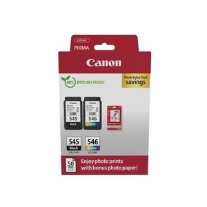 Pack de 2 cartouches d'encre + Papier Photo Noir et couleurs Marque Canon (8287B008)
