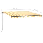vidaXL Auvent automatique capteur de vent/LED 400x350cm Jaune et blanc