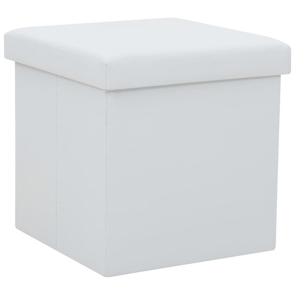 vidaXL Tabouret de rangement pliable Blanc Similicuir