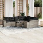 vidaXL Salon de jardin avec coussins 10 Pièces gris clair résine tressée