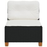vidaXL Canapé de jardin sans accoudoirs coussins noir résine tressée