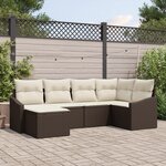 vidaXL Ensemble de salle à manger de jardin 6 pièces avec coussins en poly rattan marron