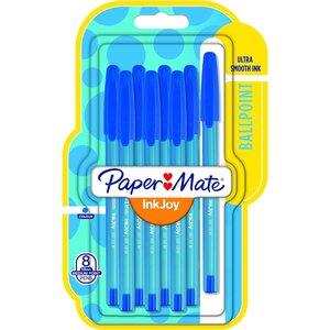 Stylo à bille InkJoy 100 blister de 8 bleu Paper Mate