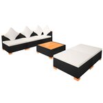 vidaXL Salon de jardin 6 Pièces avec coussins résine tressée noir