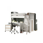 Combinaison lit + garde-robe + bureau et rangement Blanc