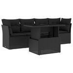 vidaXL Salon de jardin 5 Pièces avec coussins noir résine tressée