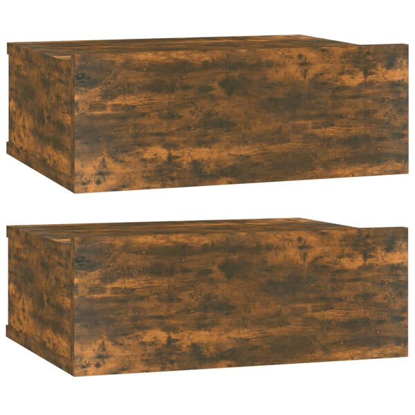 vidaXL Tables de chevet flottantes 2 Pièces Chêne fumé 40x30x15 cm