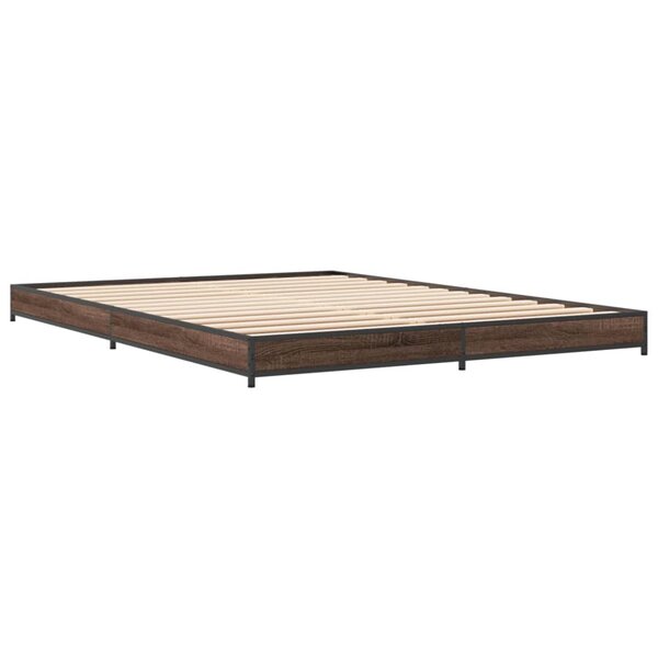 vidaXL Cadre de lit chêne marron 120x190 cm bois d'ingénierie et métal