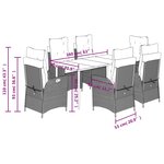 vidaXL Ensemble à manger de jardin et coussins 7 Pièces marron rotin