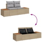 Set de 6 Canapés de Jardin avec Coussins Beige en Poly Rattan