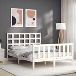 vidaXL Cadre de lit avec tête de lit blanc 140x190 cm bois massif