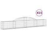 vidaXL Paniers à gabions arqués 15 Pièces 300x30x40/60 cm fer galvanisé