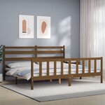 vidaXL Cadre de lit avec tête de lit marron miel 200x200cm bois massif