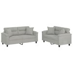 vidaXL Ensemble de canapés 2 Pièces coussins Gris clair Tissu microfibre