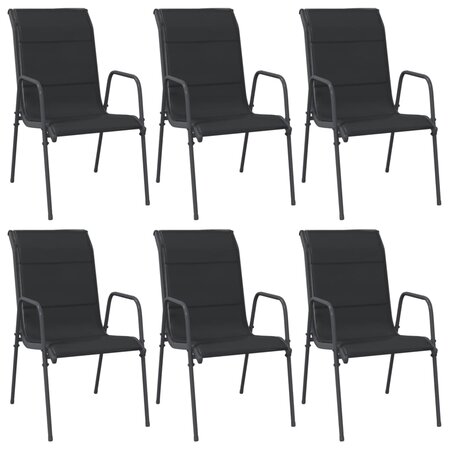 vidaXL Chaises de jardin 6 Pièces Acier et textilène Noir