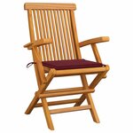 vidaXL Chaises de jardin coussins rouge bordeaux lot de 6 Teck massif
