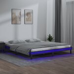 vidaXL Cadre de lit à LED gris 200x200 cm bois massif